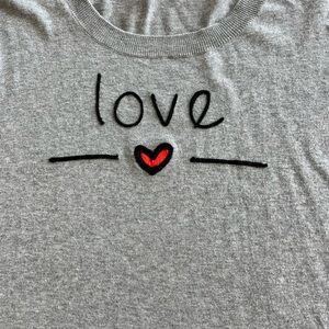Womens gray embroidered “love” heart sweater by subtle luxury